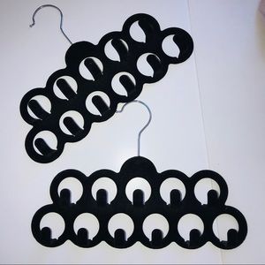 2 Black Velvet Hangers, Suede Scarf Jewelry Hanger
